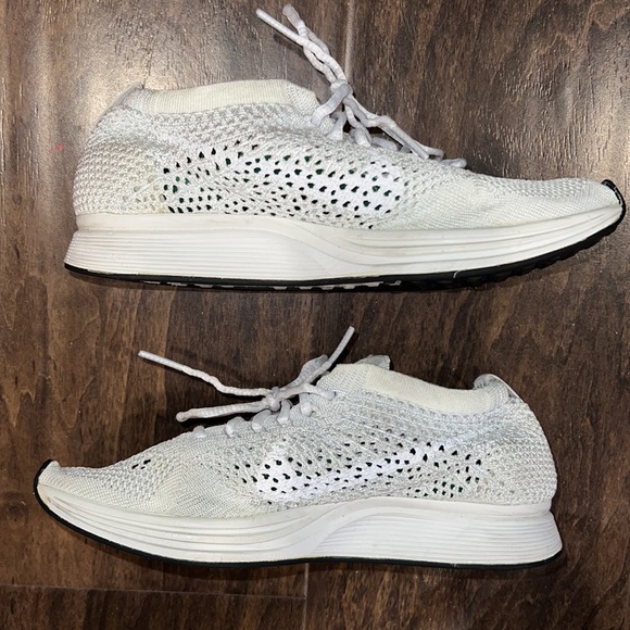 Nike Flyknit Racer 4.5 M 6 W Triple White Sail Pure Platinum - Picture 3 of 9